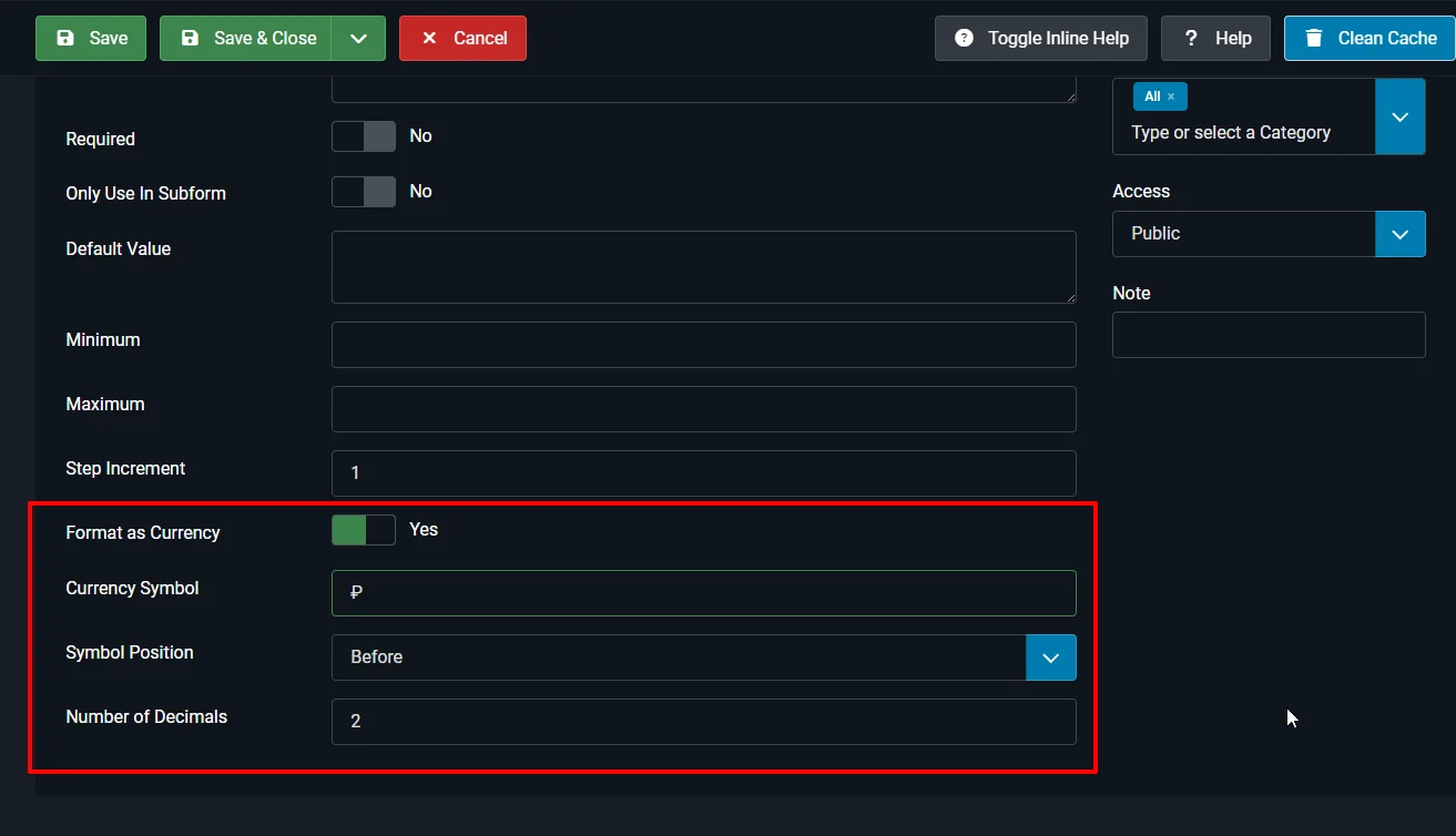 Joomla 6 numbers custom field