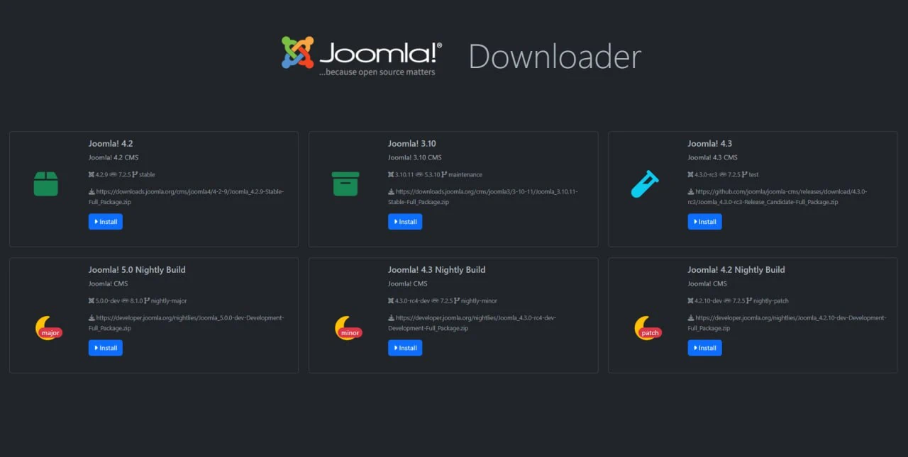 Joomla! Downloader - скрипт загрузки Joomla прямо на сервер