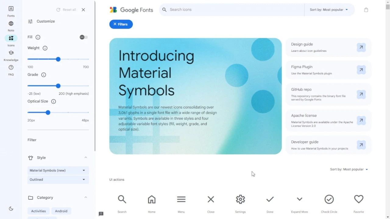 Google material icons