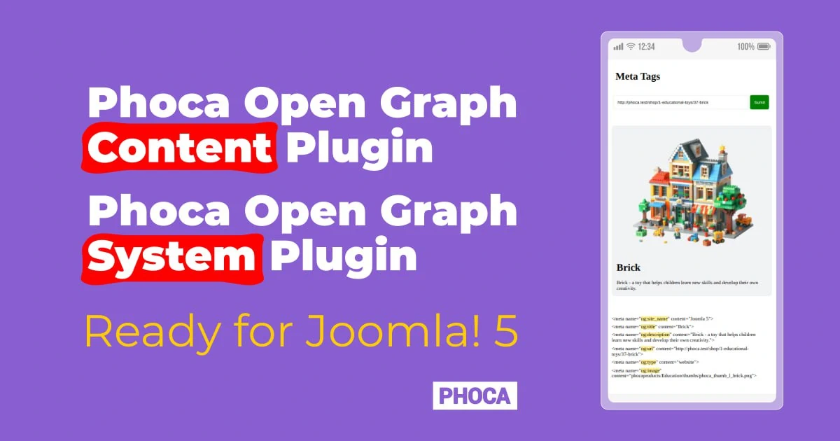 Плагины Phoca Open Graph v.5.0.0 для Joomla