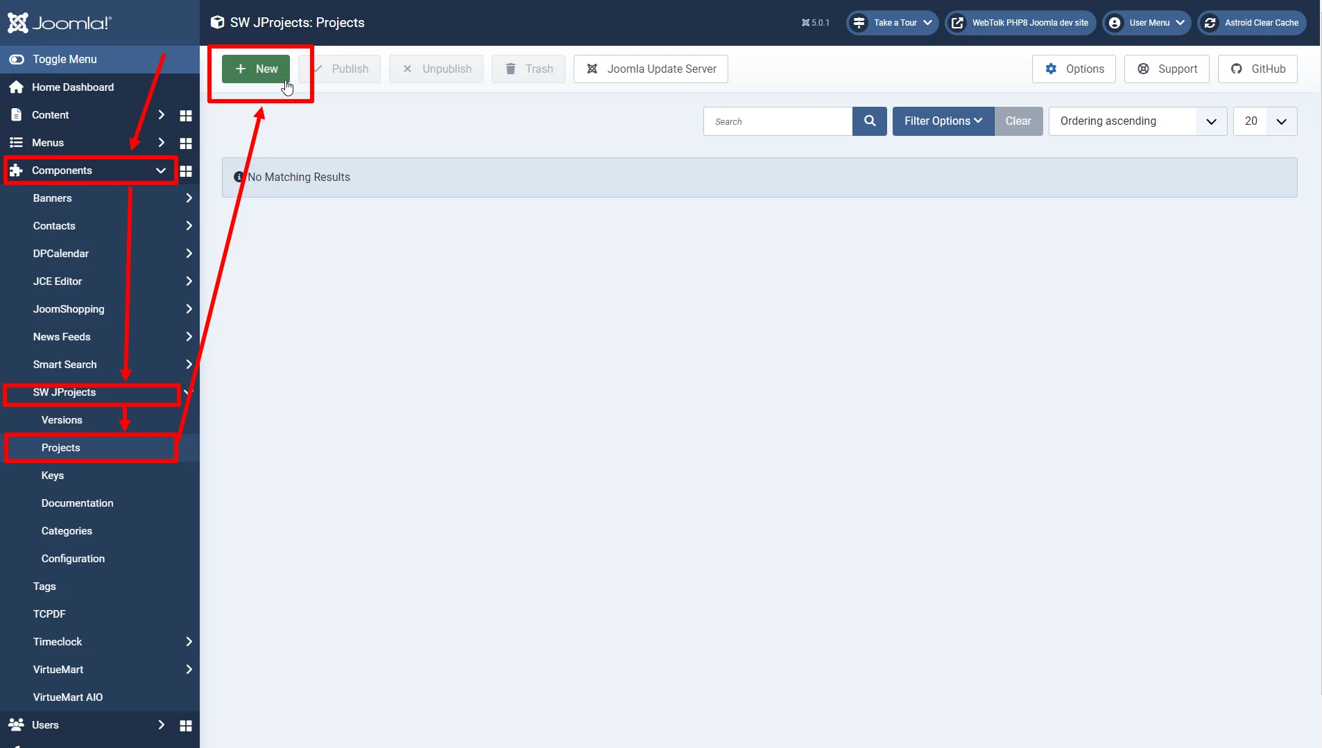Creating a project for Joomla extensions in the SW JProjects component