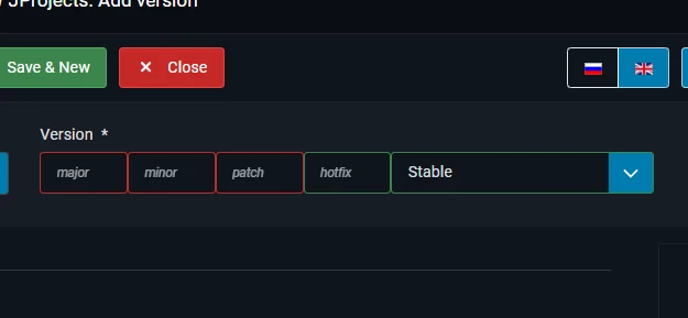 Specifying the version for the Joomla extension in the SW JProjects component