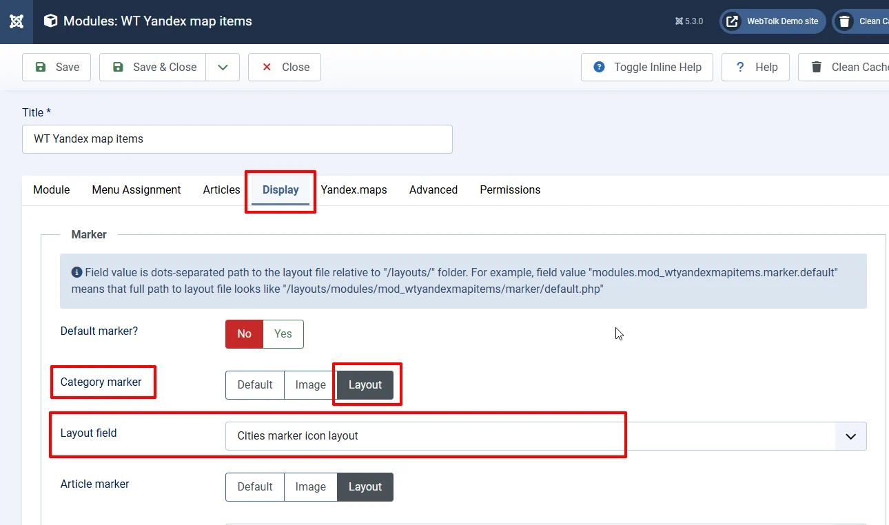 Selecting a custom field from the list in the Joomla interface