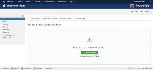 Joomla 3 installer page
