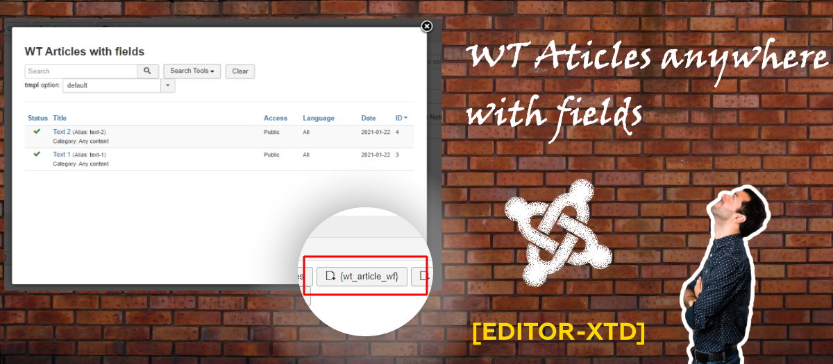 WT Articles anywhere with fields editor button